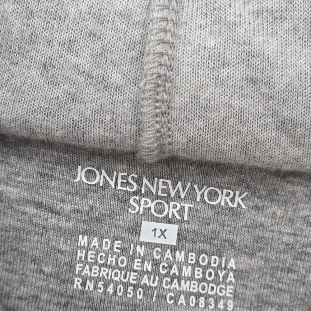 Jones New York Sport Velour Hoodie Gray Zip Front SZ 1X - Picture 5 of 15
